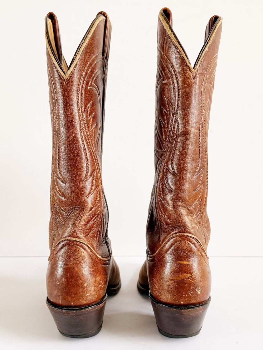 Vintage Tony Lama Brown Leather Cowboy Boots Western Boots Size 7-1/2 - Picture 3 of 5